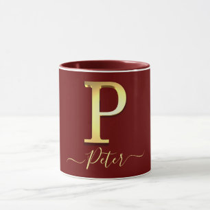 Elegant Guld Anpassningsbar Monogram P Namn Mugg