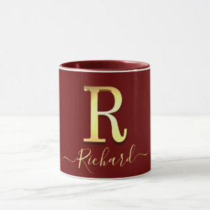 Elegant Guld Anpassningsbar Monogram R Namn Mugg