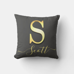 Elegant Guld Anpassningsbar Monogram S Namn Dekora Kudde