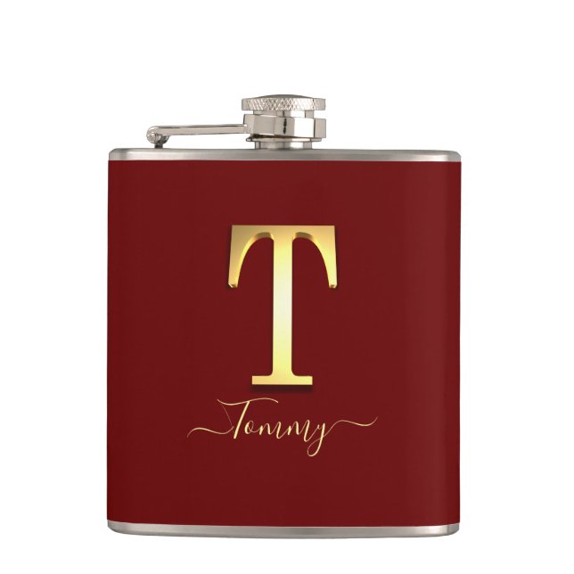 Elegant Guld Anpassningsbar Monogram T Namn-kolv Fickplunta (Framsidan)
