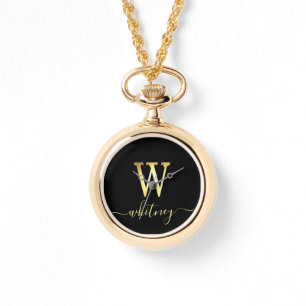 Elegant Guld Anpassningsbar Monogram W Namn Armbandsur
