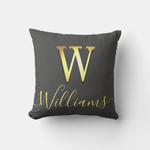 Elegant Guld Anpassningsbar Monogram W Namn Dekora Kudde
