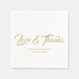 Elegant guld anpassningsbar-skript Kärlek & Tack b Pappersservett