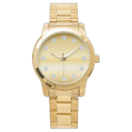 Elegant Guld Ansikte och diamanter Armbandsur