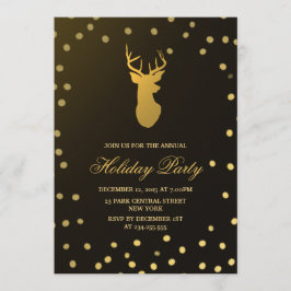 Elegant Guld Antler Guld Confetti Julfest Inbjudningar