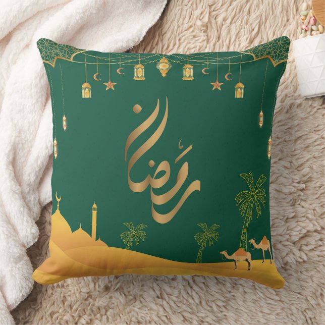Elegant Guld Arabiska Ramadan Desert Dekorativ kud Kudde (Filt)