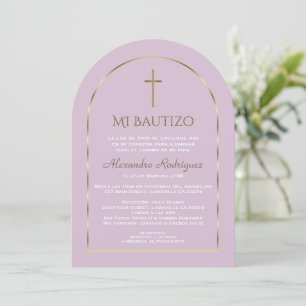 Elegant Guld Arch Lila Spain Bautizo Inbjudningar