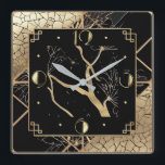 Elegant Guld art deco Fyrkantig Klocka<br><div class="desc">Underbar klockdesign. Du kommer att kärlek den som andra. Du kan fritt använda den här designen för andra produkter som du gillar eller anpassa och lägga till texten. Följ mig för mer. Tack. Ha en trevlig dag.</div>