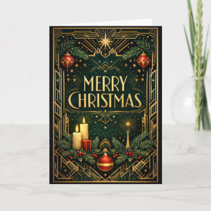 Elegant guld Art Deco God Jul Helgkort