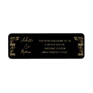 Elegant guld Art Deco på svart returadress Returadress Etikett