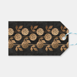 Elegant Guld Art Deco Ro Black Presentetikett