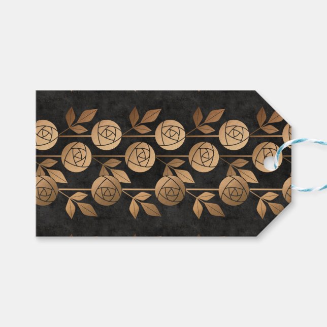 Elegant Guld Art Deco Ro Black Presentetikett (Framsidan (Horisontell))