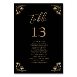 Elegant guld Art Decobröllop Bord sitta diagram T Bordsnummer