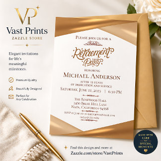 Elegant guld avskedsfest inbjudningar