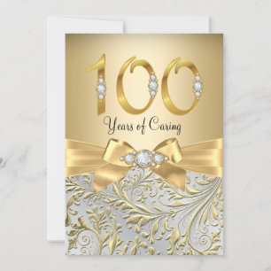Elegant guld båge diamant 100-årsjubileum inbjudningar
