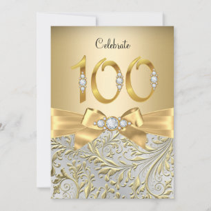 Elegant guld båge diamant 100-årsjubileum inbjudningar