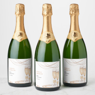 Elegant guld båge pärlor och Prosecco bröllopsfest