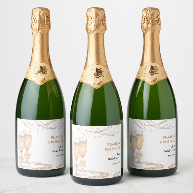 Elegant guld båge pärlor och Prosecco bröllopsfest (Flaskor)