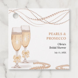 Elegant guld båge pärlor och Prosecco bröllopsfest Gåvor Etiketter