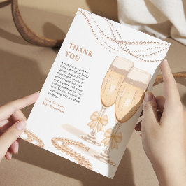 Elegant guld båge pärlor och Prosecco bröllopsfest Tack Kort