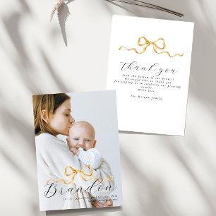 Elegant Guld Band Foto Baby Shower Tacksamhetskort Tack Kort