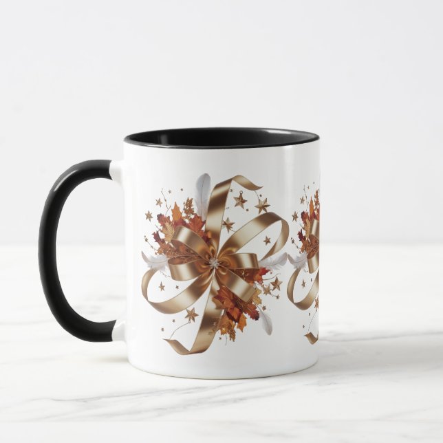 Elegant Guld Band Höst Skördekombination Kaffe Mugg (Vänster)