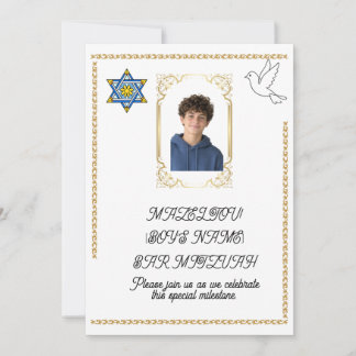 Elegant Guld Bar Mitzvah Spara Datum Kort – Stjärn