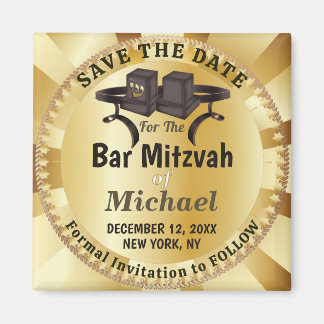 Elegant guld Bar Mitzvah Tefillin Spara datumet Magnet