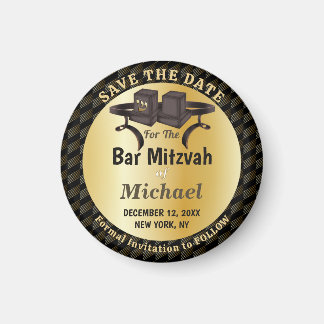 Elegant guld Bar Mitzvah Tefillin Spara datumet Magnet