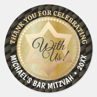Elegant guld Bar Mitzvah Tefillin Tack Runt Klistermärke