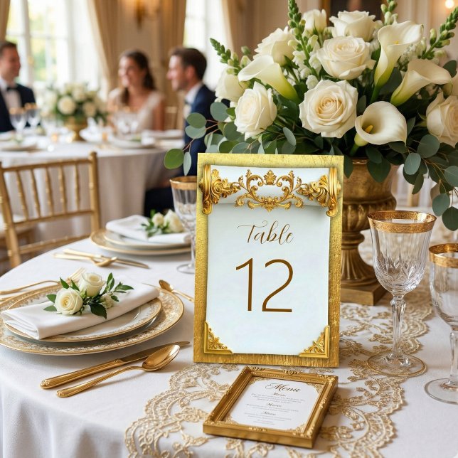 Elegant Guld Barock Bordnummer för Bröllop Bordsnummer (Skapare uppladdad)