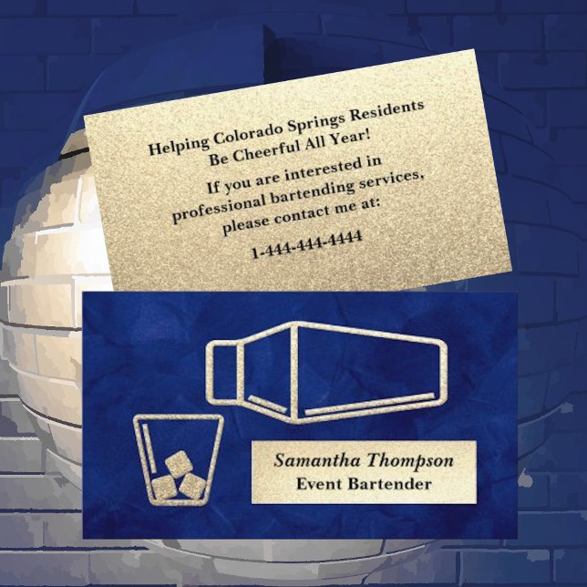 Elegant Guld Bartender-Affärskortet i Bartender Visitkort (Skapare uppladdad)