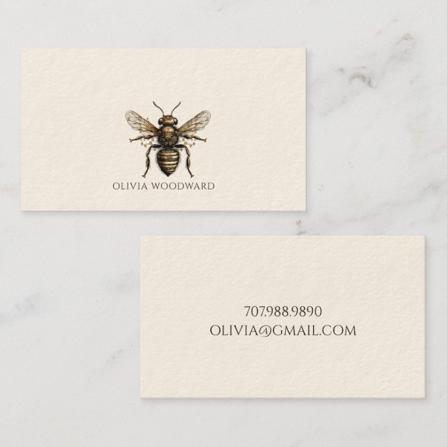 Elegant Guld Bee Illustration-Telefonkort Visitkort (Fram/baksida)