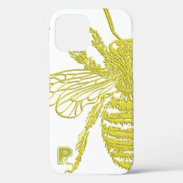 Elegant Guld Bee Monogram Fodral-Mate iphone case