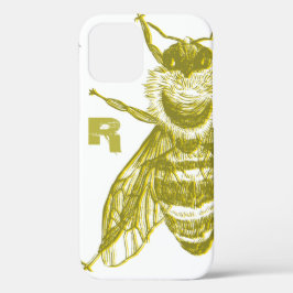 Elegant Guld Bee Monogram Fodral-Mate iphone case
