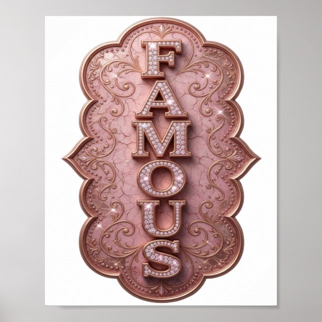 Elegant Guld BERÖMD Design Poster (Framsidan)