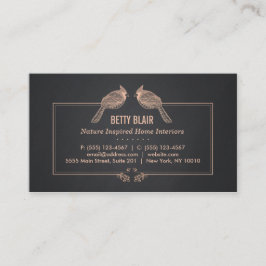 Elegant Guld Birds Black Natature Visitkort