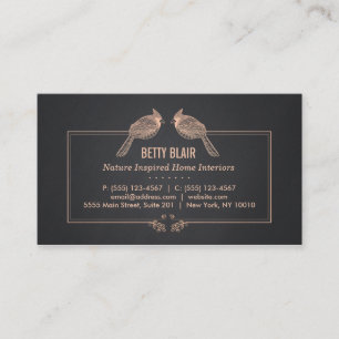 Elegant Guld Birds Black Natature Visitkort