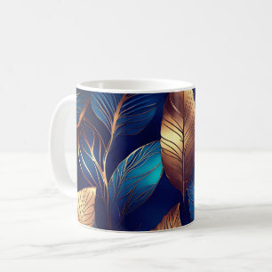 Elegant Guld Blå naturens utformning Kaffemugg