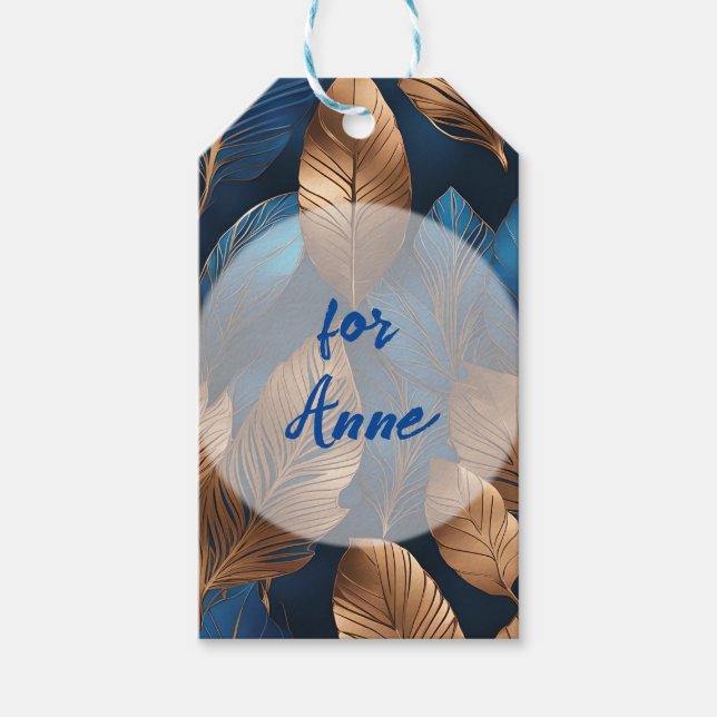 Elegant Guld Blå naturens utformning Presentetikett (Framsidan)