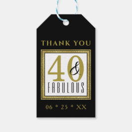 Elegant Guld Black 40:e födelsedagen Tack Presentetikett