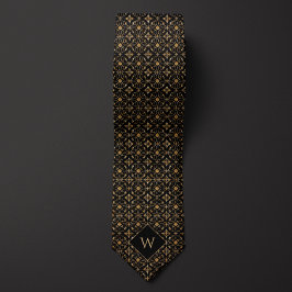 Elegant Guld & Black Arabesque Monogram Slips