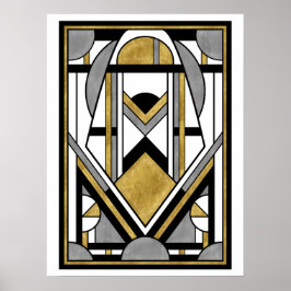 Elegant Guld Black Art Deco Abstrakt Astronaut Poster