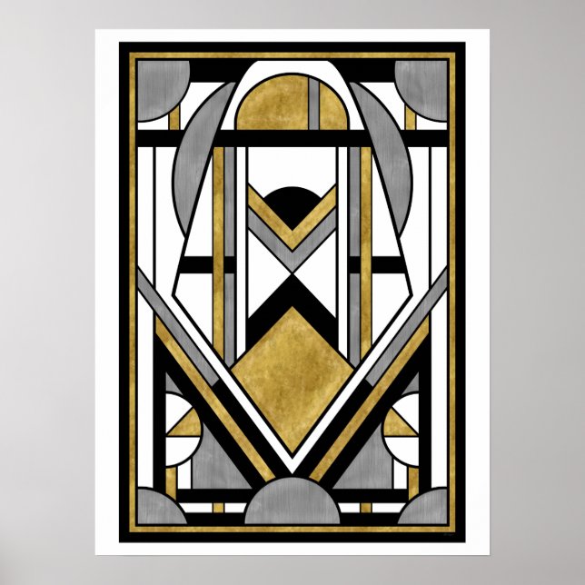 Elegant Guld Black Art Deco Abstrakt Astronaut Poster (Framsidan)