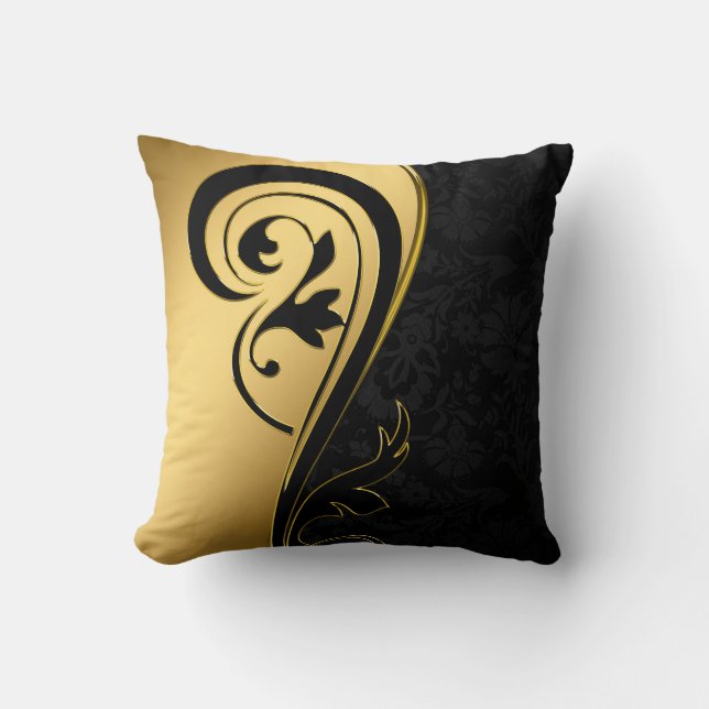 Elegant Guld & Black Art Design - hemdekantering Kudde (Framsida)