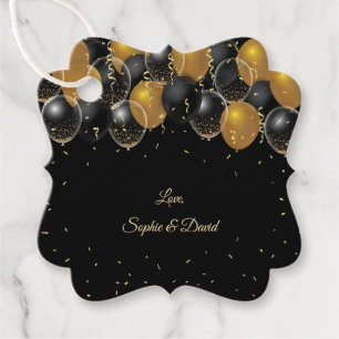 Elegant Guld Black Balloons Confetti Bröllop Gåvor Etiketter