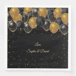 Elegant Guld Black Balloons Confetti Bröllop Pappersservett