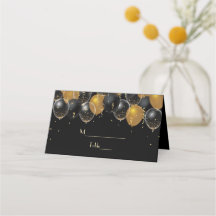 Elegant Guld Black Balloons Confetti Bröllop