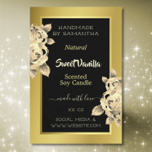 Elegant Guld Black Blommigt Product Labels Beauty