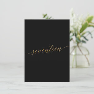 Elegant Guld & Black Bordsnummer Seventeen